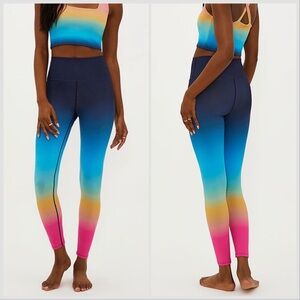 Beach Riot Blue Pink Piper Leggings in Ocean Sunset Multicolor Sz S